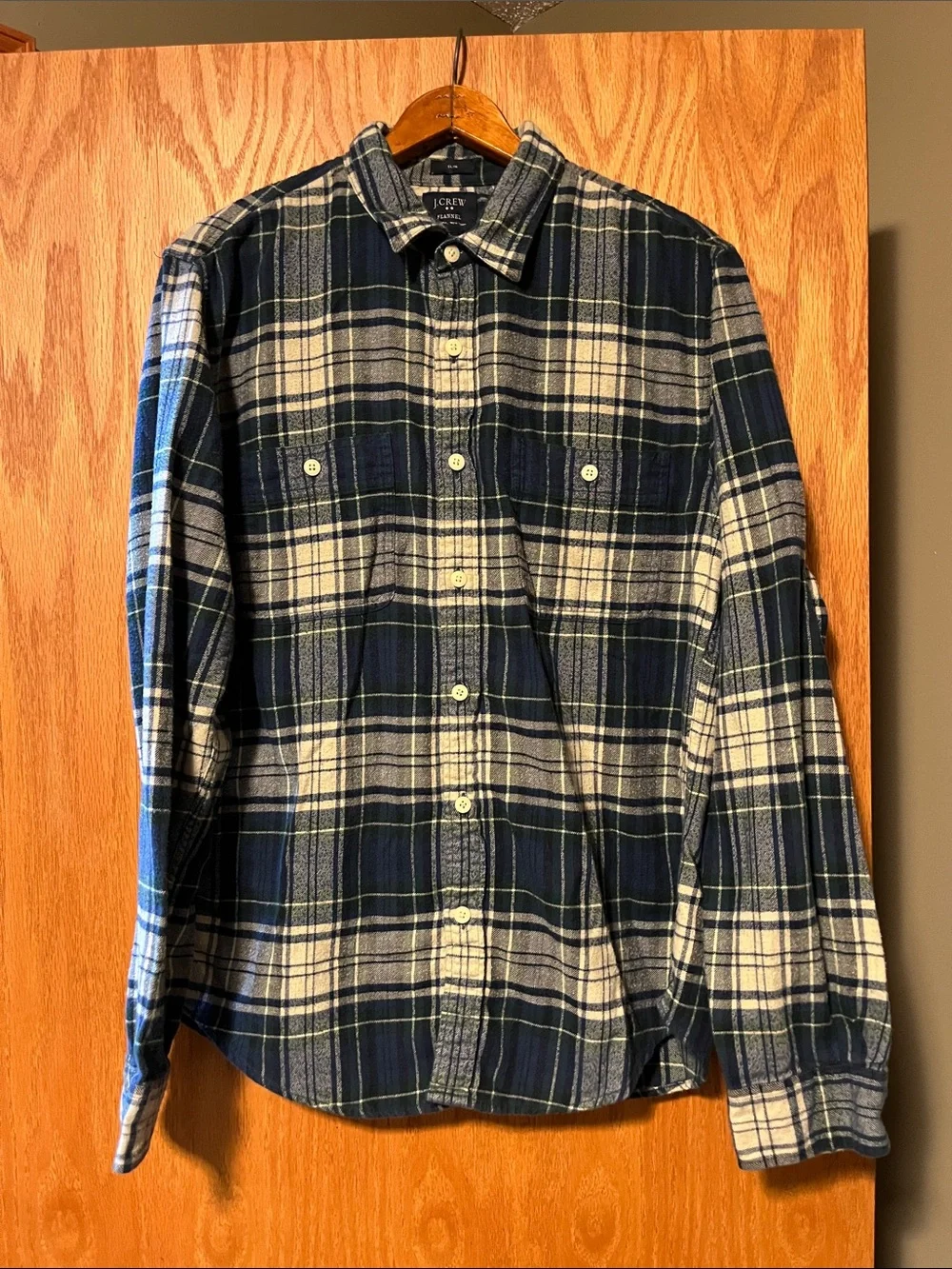 J. Crew Navy and White Plaid Casual Button-Down Shirt